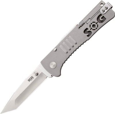 SOG SlimJim Assisted Folding Knife Satin Polished 3.18" AUS-8 Tanto Blade, Stainless Steel Handle, Lockback - $31.75 (Free S/H over $25)