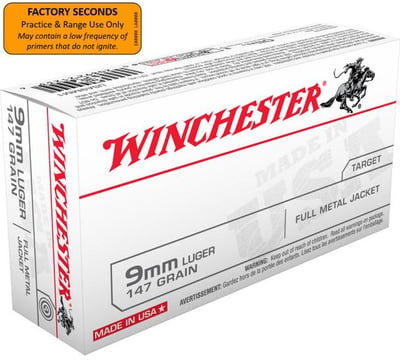 Winchester USA 9mm Luger 147 Grain Full Metal Jacket Flat Nose Ammunition - $260 (Free S/H)