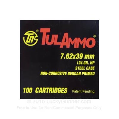 7.62x39mm - 124 Grain HP - Tula - 1000 Rounds - $210.00