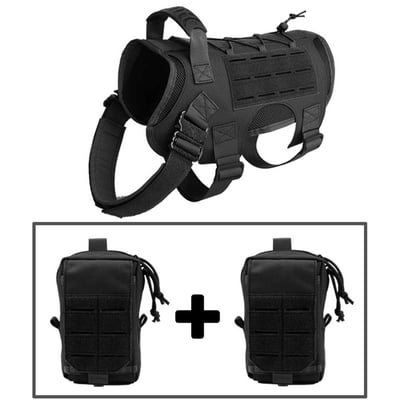 Tacticalxmen Tactical Dog Harness Vest with Handle and Accessaries bags - $31.99 after code"HAPPYOCT"