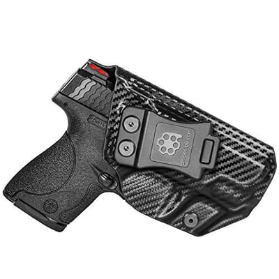 Amberide IWB KYDEX Holster Fit: S&W M&P Shield & Shield M2.0-9/40-3.1" Barrel Inside Waistband- $37.99 - Black Carbon Fiber  (Free S/H over $25)