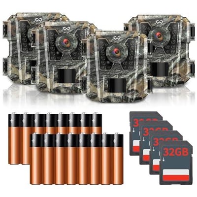 WOSODA Mini Trail Camera 4 Pack 24MP 1080P HD, Game Cam with SD Card, Waterproof Tiny Deer Camera Night Vision Motion Activated with Fast Trigger Time for Outdoor Wildlife Monitoring - $118.99 + FREE Shipping