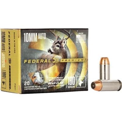 Federal Premium Pistol Ammo 10mm Trophy Bonded Bear Claw JSP 180 grain - 20 rd - $25.24