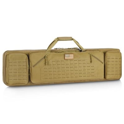 45% off 42" Soft Rifle Case Rifle Bag Double Long Gun Bag, Gun Case Rifle Backpack, with Backpack Strap, Lockable Zipper, Crossbody Strap for Outdoor Hunting Shooting, Flat Dark Earth w/code RNDLE3J9 + FREE Shipping