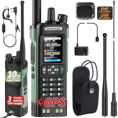 BAOFENG UV-32 Ham Radio Rechargeable Walkie Talkies with NOAA Weather, GPS, APP Programming, Copy Frequency, USB-C Charging for Survival Gear - $35.98 + FREE Shipping