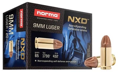 Norma NXD 9mm 65gr NXD 1730 fps 20/ct - $9.99 ($9.49 w/ code: DG5) - $4.49 after $5 MIR