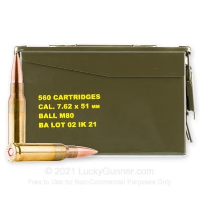 Igman 7.62x51 147 Grain FMJ M80 560 Rounds in Ammo Can - $525