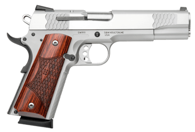 Smith & Wesson 108482 1911 E-Series 45 ACP 5" 8+1 Satin Stainless Steel Stainless Steel Slide Laminate Wood Grip - $954.99 