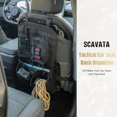 SCAVATA Tactical Molle Car Seat Back Organizer, Vehicle Panel Seat Cover Protector with Large Storage Pocket, Universal Fit for SUVs, Trucks, Pickups & Jeeps - $9.99 + FREE Shipping