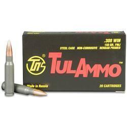 TulAmmo .308 Win. Steel Cased Full Metal Jacket, 150 Grain, 2800 fps, 500 Rounds Packed in 25 Boxes, 20 Rounds per - $151.15