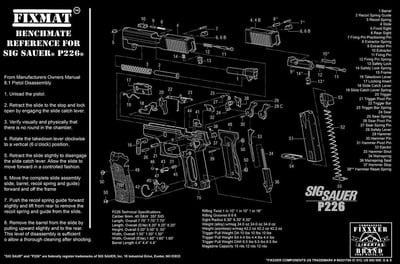 FIXMAT Sig Sauer P226 diagram BenchMate 11x17 Handgun Cleaning Mat Black - $8.49 + Free S/H over $25 (LD) (Free S/H over $25)