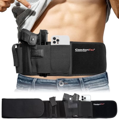 ComfortTac Gun Holsters for Every Day Carry - Ultimate Belly Band Pistol Holster for Men & Women, Belt Compatible with Smith and Wesson, Shield, Glock - Firearm Accessories, Black - $14.99 + FREE Shipping