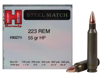 Hornady Steel Match Rifle .223 Rem 55 Grain HP 50 rounds - $20.89 (Buyer’s Club price shown - all club orders over $49 ship FREE)