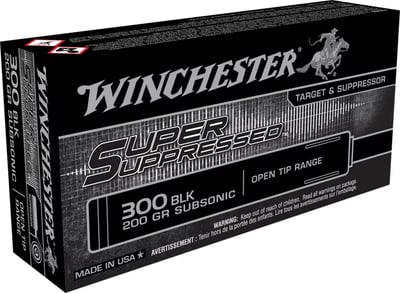 Winchester Super Suppressed Centerfire Rifle Ammo - .300 AAC Blackout - 200 Grain - Open Tip - 20 Rounds - $17.99 (Free S/H over $50)