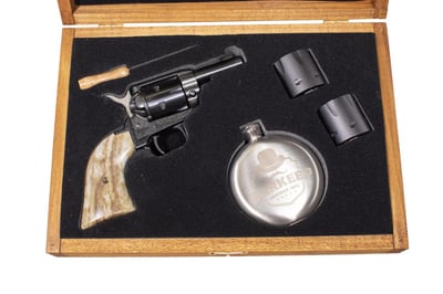 Heritage Barkeep 22 LR Bootlegger Special Edition Revolver with Stag Grips, Display Case, Flask, Two Cylinder Shot Glasses - $137.99  ($7.99 Shipping On Firearms)