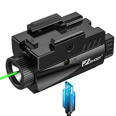 40% off EZshoot 1000 Lumens Pistol Light Laser Combo, Rechargeable Gun Light with Green Laser Beam, Tactical Flashlight with Slid Rail Compatible with Glock and Picatinny Rail, Handgun Lights for Home Defense w/code 9RCMVGAM - $22.79 + FREE Shipping