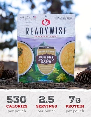 ReadyWise Adventure Meal Cheesy Potato Soup, 2 Servings – Freeze-Dried MRE for Emergency Preparedness, Survival Food, Camping, Hiking, Backpacking, Long-Term Storage, and Disaster Readiness - $4.49 + FREE Shipping