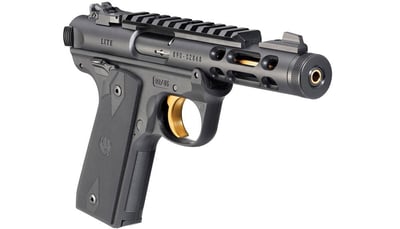 Ruger Mark IV 22/45 Lite 22 LR Gold Barrel Pistol, Black - 43927 - $499.99