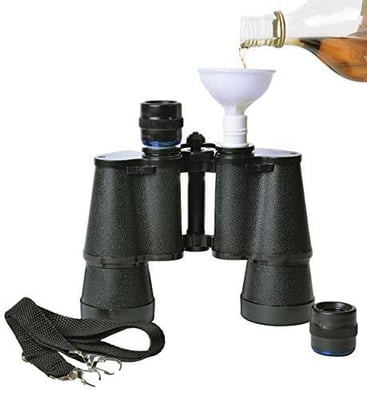 Binocular Flask with Funnel, Nylon Strap - 16 oz Secret Flask Double Barrel 8 oz Each - $19.97 (Free S/H over $25)