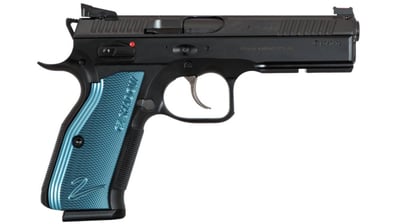 CZ Shadow 2 Black & Blue 9mm 4.89" 17+1 Black Nitride Blue Aluminum Grip - $899.99