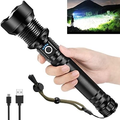 OMALIGHT Rechargeable 990000 High Lumens LED Flashlights, XHP90.2 Zoomable & 5 Modes & IPX7 Waterproof - $39.99 (Free S/H over $25)