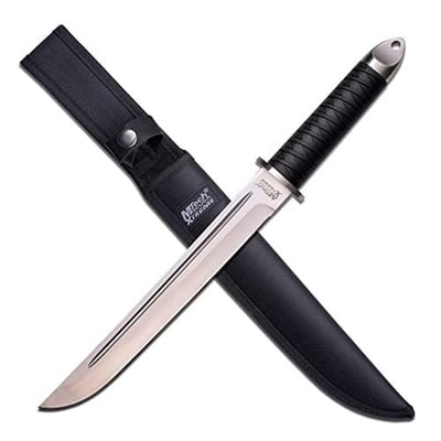 MTech Xtreme Fixed Blade Knife Satin Stainless Steel Blade w/Blood Groove, Injection Molded Rubber Handle w/Ribbon Pattern, Nylon Sheath - $25.8 + FREE Shipping