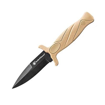 S&W FDE 6.25" High Carbon S.S. Boot Knife with 2.75in Single Edge Blade and Rubberized Handle Tan - $14.99 + FREE Shipping