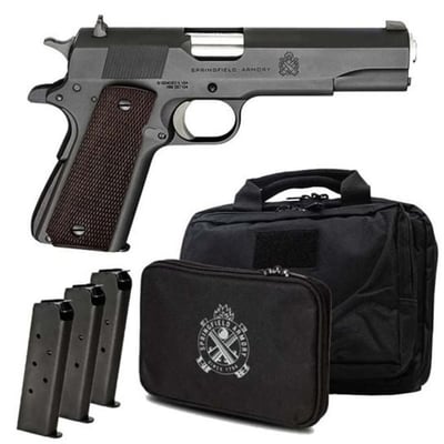 Springfield 1911 Defender Mil-Spec .45ACP 7rd 5" Gear Up Package w/ 3 Mags, Black - $579.99 