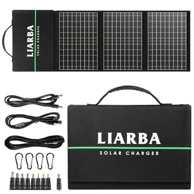 60watt Portable Solar Panels, Ip65 Waterproof Foldable Solar Panel Dual USB Ports QC3.0 DC 60W, Solar Charger for Small Power Station Camping Hiking - $56.99 + FREE Shipping