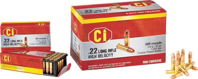 Cascade High Velocity .22 LR 40 gr Copper Round Nose 500 rounds - $26.88 (Free Shipping over $50)