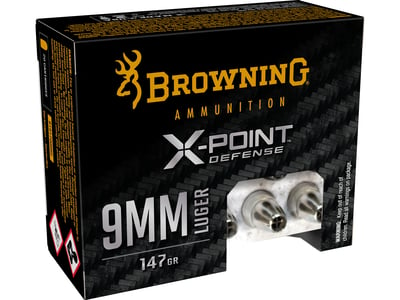 Browning X-Point Defense 9mm 147 Grain JHP 20 Rnd - $19.49 + Free S/H over $49 w/ code "OFFER55555"