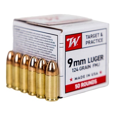 Winchester Ammo 9mm 124 Grain FMJ 50 Rounds - $10.99 