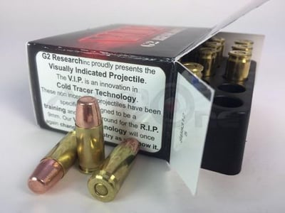 G2 Research VIP9X19 9mm 95 Grain V.I.P. Cold Tracer Technology Lead Free Flat Nose (20 Round Box) - $14.46