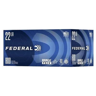 Federal Range Pack Rimfire Ammunition .22LR 40gr LRN 1200 fps 3200/ct Case (4-800/ct Boxes) - $199.99 