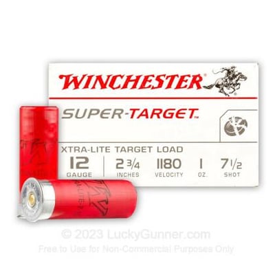 12 Gauge - 2 3/4" 1 oz. #7 1/2 Shot - Winchester Super Target - 250 Rounds - $100 (buy 4 for $85 each and save 6%) 