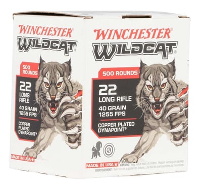 Winchester Ammo Wildcat 22 LR 40 gr Lead Round Nose (LRN) 500 Rnd - $19.98 