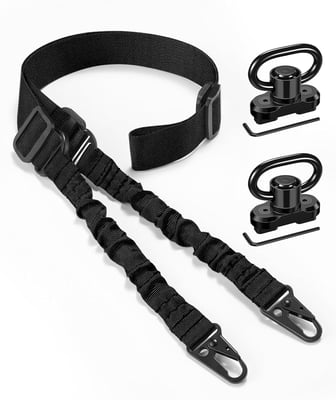 EZshoot Two Point Traditional Rifle Sling with 2 Swivels for M-Rail Adjustable Length with Elastic Cord Design - $8 w/code "CGPZQCU5" + FREE Shipping