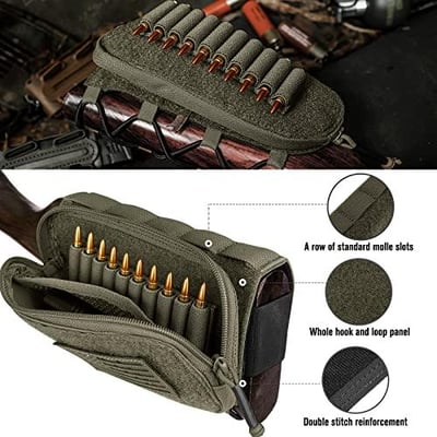 PETAC GEAR Tactical Stock Pack/Adjustable Shell Holder Cheek Rest Pouch for Long Action Right or Left Hand (4 colors) - $25.95 + FREE Shipping
