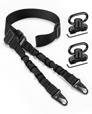 EZshoot Two Point Traditional Rifle Sling with 2 Pack 360 Degree Rotating Swivels for M-Rail - $8 w/code "F3O7ON6Z" + FREE Shipping