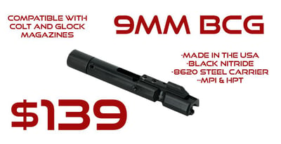 Always Armed 9mm Bolt Carrier Group - $139