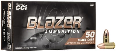 CCI 5200 Blazer Brass 9mm Luger 115 gr Full Metal Jacket 1000 Rnd - $225