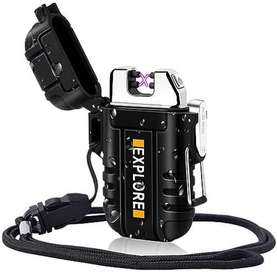 LcFun Waterproof Electric Lighter Windproof Dual Arc USB Rechargeable Flameless Plasma Lighters for Camping Hiking Survival Tactical Gear Gifts for Men Fathers Husband - $8.09 + FREE Shipping