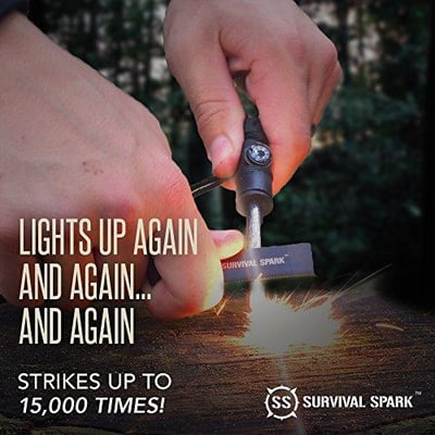 Survival Spark Magnesium Survival Fire Starter with Compass and Whistle - $6.79 (Free S/H over $25)