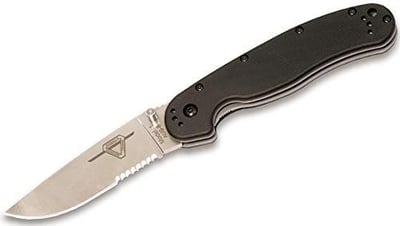 Ontario Knife Co. 8849 Rat-1 Satin AUS-8 Stainless Steel 3.50" Serrated Edge Blade Black Nylon Handle - $30.43 (Free S/H over $25)
