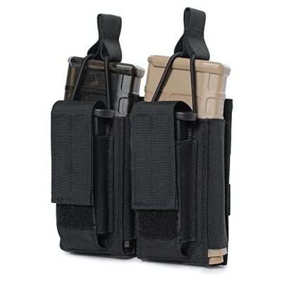 Molle Mag Pouch Open Top Double Magazine Pouch Holder for M4 M16 AK AR Glock M1911 92F 9mm Kangaroo Rifle Magazines and Pistol Mag Pouch (Double-Black) - $12.95 + FREE Shipping