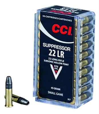 CCI 22LR Suppressor 22 LR 45gr, Lead Hollow Point, 50rd Box - $6.98