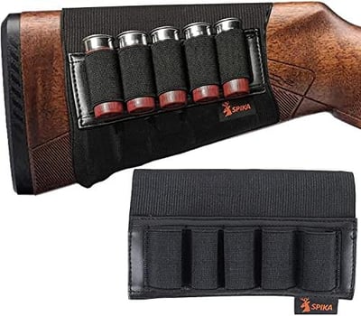 SPIKA Shotgun Shell Holder Buttstock: 12 Gauge 5 Rounds Ammo Holders with Nylon Leather - $7.99 + FREE Shipping