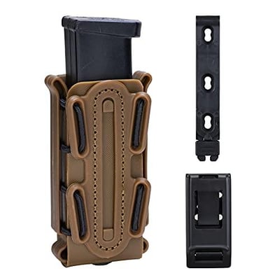 IDOGEAR Mag Pouch Pistol 9mm Softshell Adjustable Universal Mag Carrier .40 S&W .45 ACP with Belt&MOLLE Clips (Coyote Brown) - $15.90 + FREE Shipping