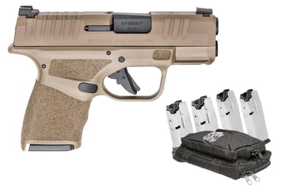 Springfield Hellcat 9mm Desert FDE Micro Compact Gear Up Package with Five Magazines and Range Bag - $449.99 