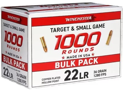 Winchester - Target & Small Game - 22 Long Rifle - 36 Grain - CPHP - 1000 - $57.69 